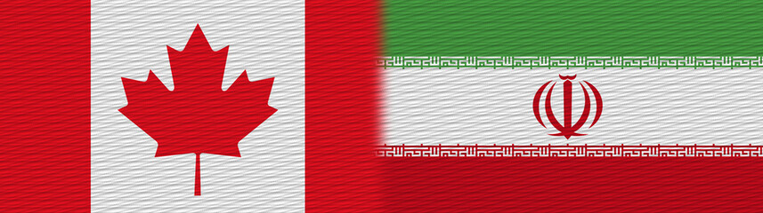 Iran and Canada Canadian Fabric Texture Flag – 3D Illustration