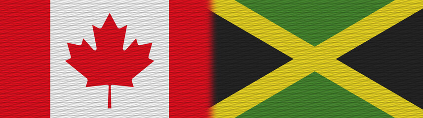 Jamaica and Canada Canadian Fabric Texture Flag – 3D Illustration