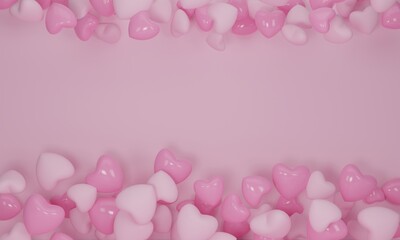 3d render. Heart flying on pink pastel color background. Cute love banner or greeting card design for Happy Women's, Mother's, Valentine's Day and Birthday.