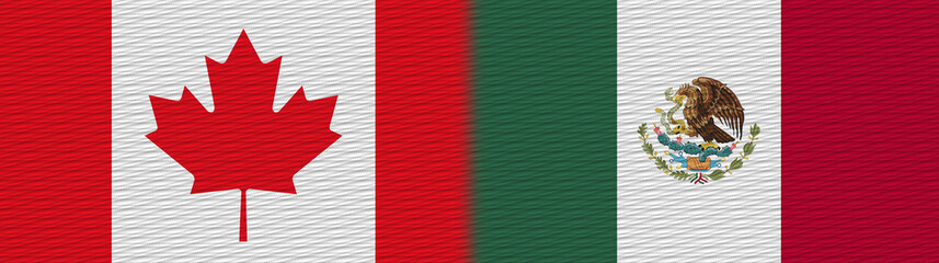 Mexico and Canada Canadian Fabric Texture Flag – 3D Illustration