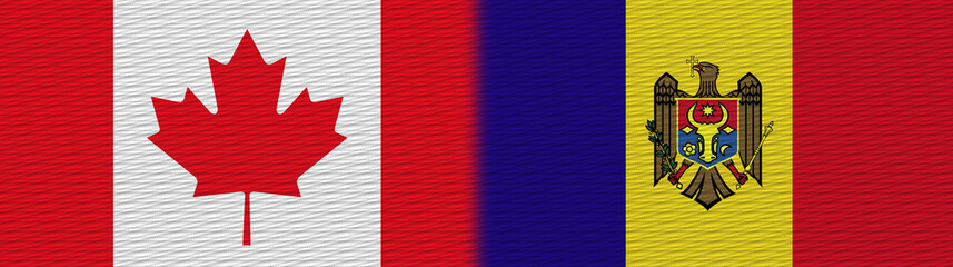 Moldova and Canada Canadian Fabric Texture Flag – 3D Illustration