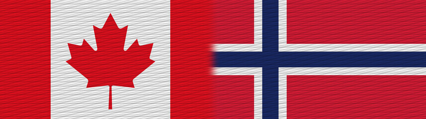 Norway and Canada Canadian Fabric Texture Flag – 3D Illustration