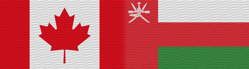 Oman and Canada Canadian Fabric Texture Flag – 3D Illustration