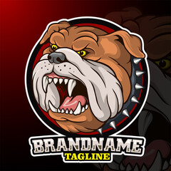Cartoon angry bulldog head mascot design