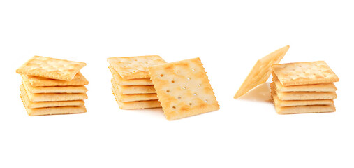 Set of crackers isolated on white
