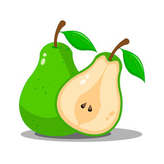 Green pear isolated on white background