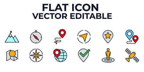Navigation. location, GPS elements set icon symbol template for graphic and web design collection logo vector illustration