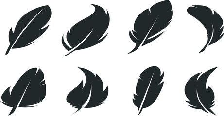 black feather Black icons set. hand draw feather icon design © zxr design