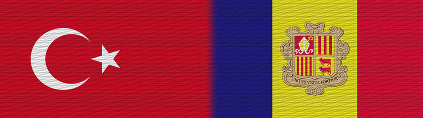 Obraz premium Andorra and Turkey Turkish Fabric Texture Flag – 3D Illustration