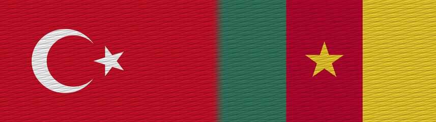 Fototapeta premium Cameroon and Turkey Turkish Fabric Texture Flag – 3D Illustration