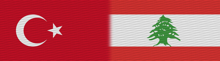 Lebanon and Turkey Turkish Fabric Texture Flag – 3D Illustration