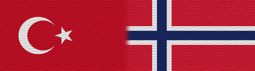 Norway and Turkey Turkish Fabric Texture Flag – 3D Illustration