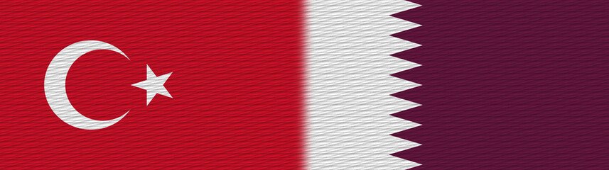 Obraz premium Qatar and Turkey Turkish Fabric Texture Flag – 3D Illustration