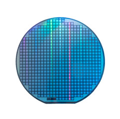 Semiconductor wafer disk made of silicon isolated on white