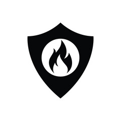 Fire shield icon design isolated on white background