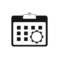 Calendar gear icon design isolated on white background