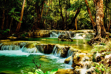 Erawan Waterfalls in Kanchanaburi, Thailand