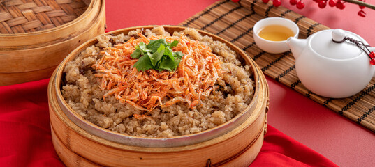 Delicious Chinese glutinous sticky oil rice cake named migao for lunar new year's dishes.
