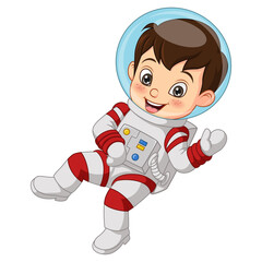 Cute little boy wearing astronaut costume
