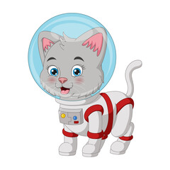 Cute cat cartoon wearing astronaut costume