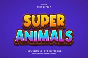 Super Animals Cartoon Games Editable Text Effect