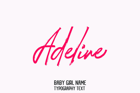 Adeline. Beautiful Handwritten Inscription Red Color Lettering Baby Girl Name