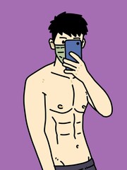 Fototapeta premium cute man cartoon on purple background