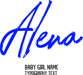 Alena Beautiful Handwritten Inscription Blue Color Lettering Baby Girl Name