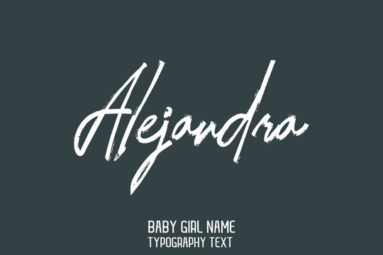 Alejandra Baby Girl Name in Stylish Cursive Brush Typography Text on Grey Background