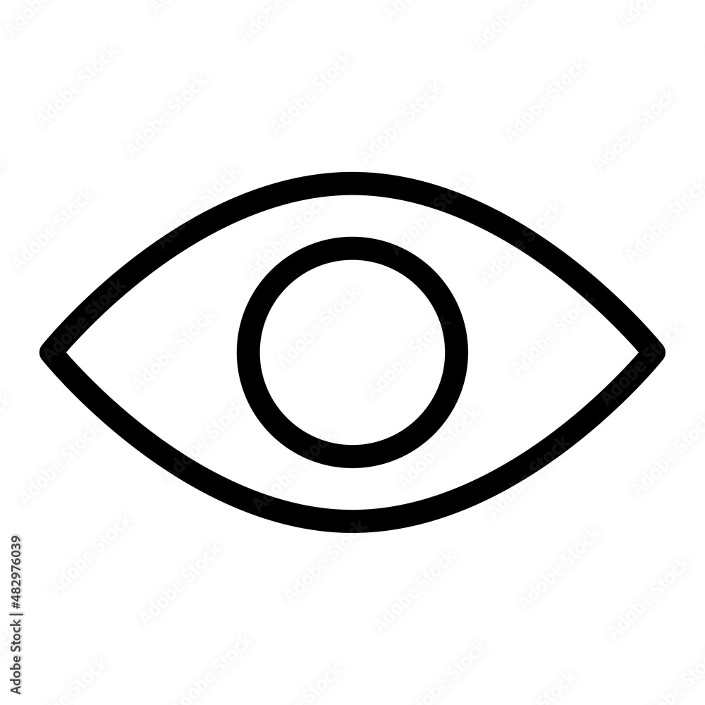 Poster eyeball icon. outline shape. vision element. optical background. isolated object. vector illustratio
