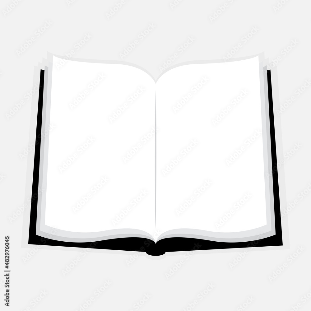 Poster realistic opened book icon. mockup template. clean paper. isolated object. line design. vector illus