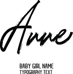 Anne Baby Girl Name Handwritten Lettering Modern Calligraphy 