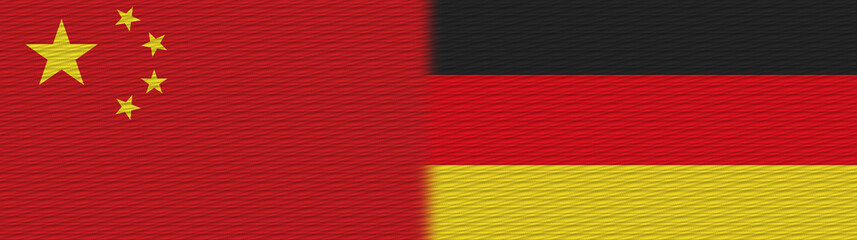 Germany and China Chinese Fabric Texture Flag – 3D Illustration