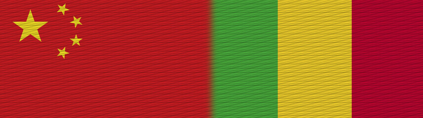 Mali and China Chinese Fabric Texture Flag – 3D Illustration