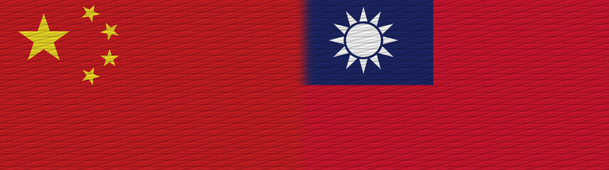 Taiwan and China Chinese Fabric Texture Flag – 3D Illustration