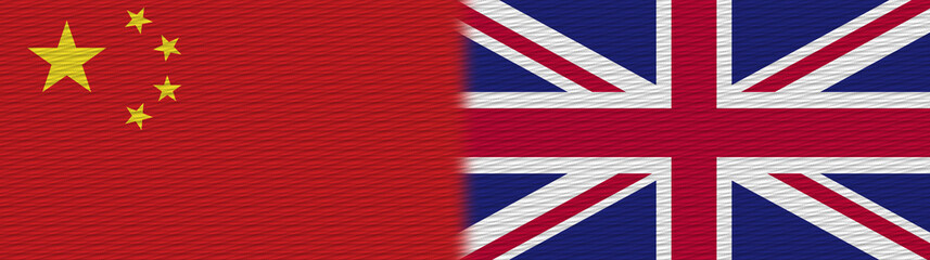 United Kingdom and China Chinese Fabric Texture Flag – 3D Illustration