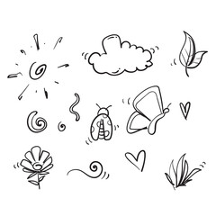 hand drawn doodle spring doodle element collection icon illustration