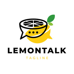 Lemon Talk icon logo. usable for brand, business and company logos. flat design logo template. vector illustration