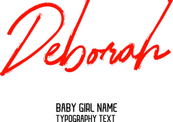 Deborah Female Name Handwritten Lettering Modern Red Color Typography