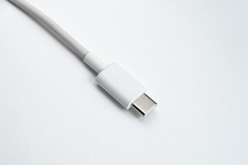 Fototapeta premium USB cable type C over white isolated background
