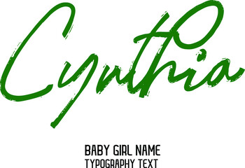  Cynthia Girl Baby Name in Stylish Cursive Green Color Calligraphy Lettering  
