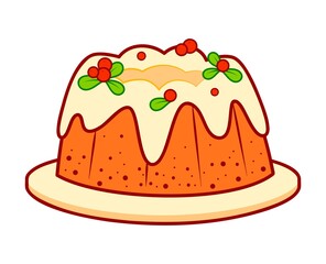 Christmas cartoons clip art. Christmas cake clipart  illustration