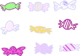 Naklejka premium 子供が描いたキャンディの絵 落書き 下手