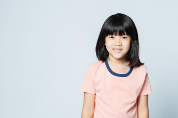 asian cute girl on white background, lovely kid