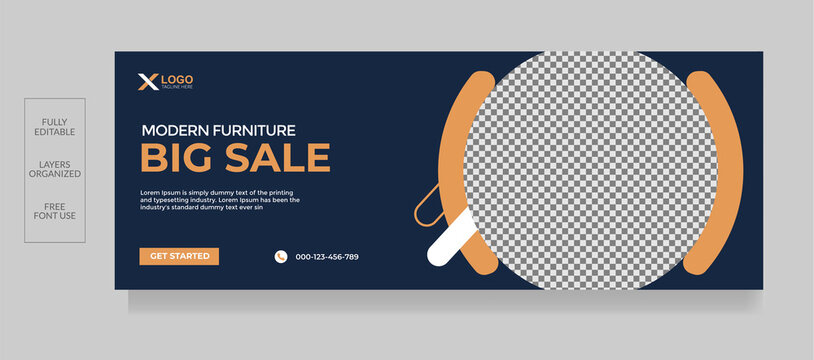 Modern Furniture Facebook Cover Page Promotion Banner Template