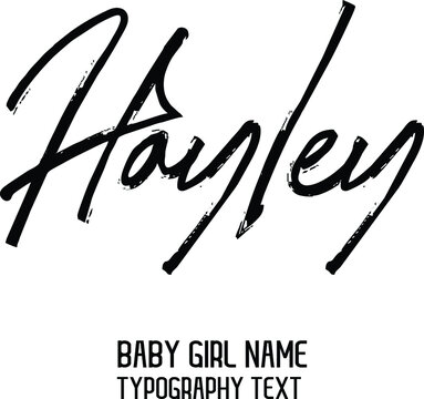 Baby Girl Name Hayley Handwritten Lettering Modern Black Color Typography Text