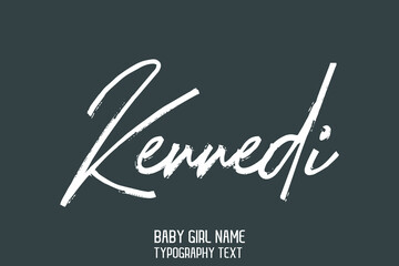 Kennedi Name for Cute Baby Girl in Cursive Typography Text on Grey Background