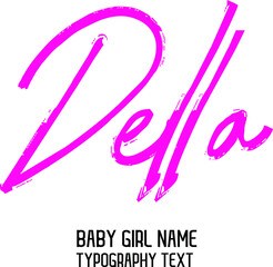 Woman's name Della in Cursive Dork Pink Color Calligraphy Text Design
