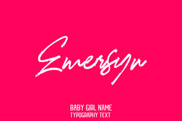 Emersyn Girl Name Handwritten Brush Typography on Pink Background