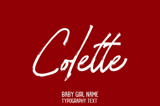 Colette Name for Cute Baby Girl in Cursive Typography Text Design on Red Background